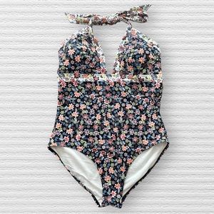 Boden Ithaca Halter Swimsuit Floral 14 Long